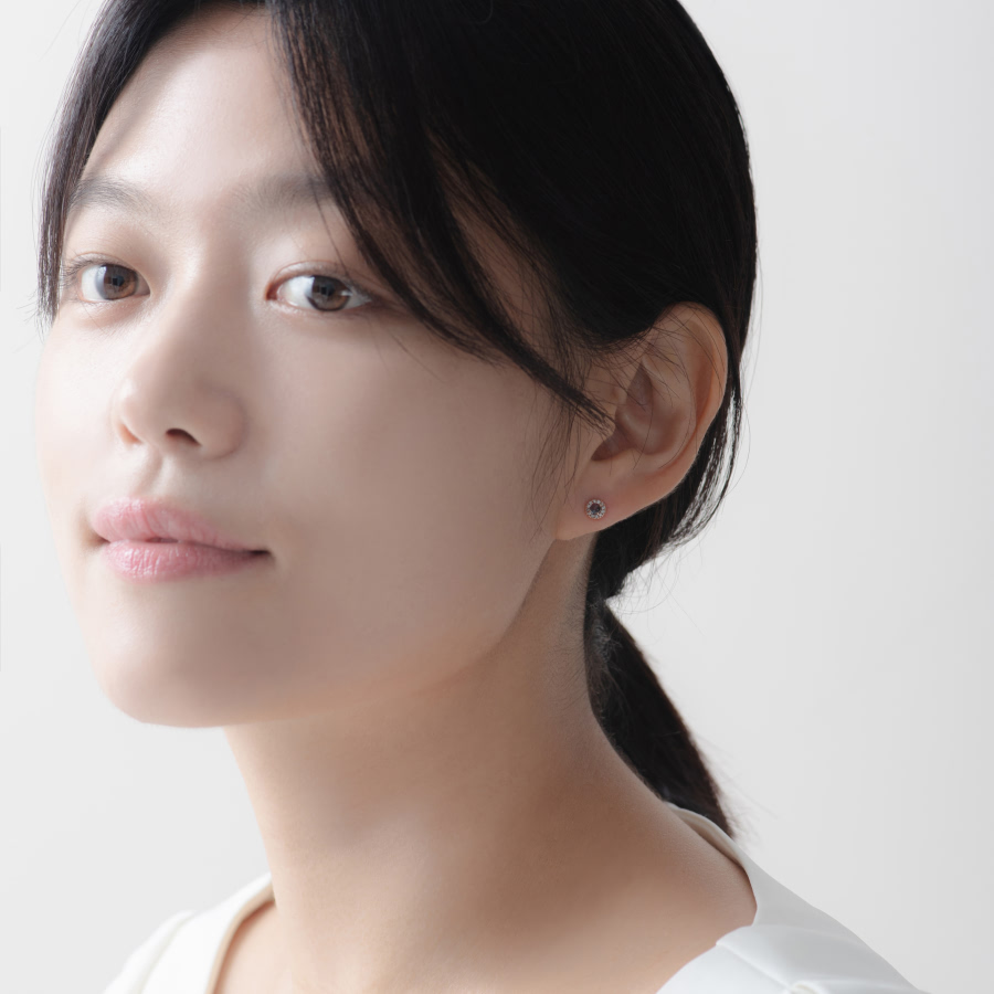 데이지 목걸이 14k 레드골드 aquamarine