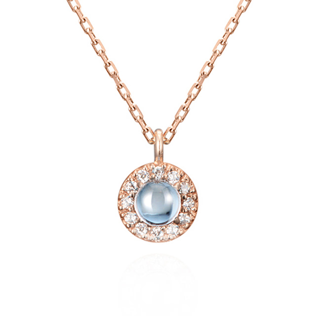 데이지 목걸이 14k 레드골드 aquamarine