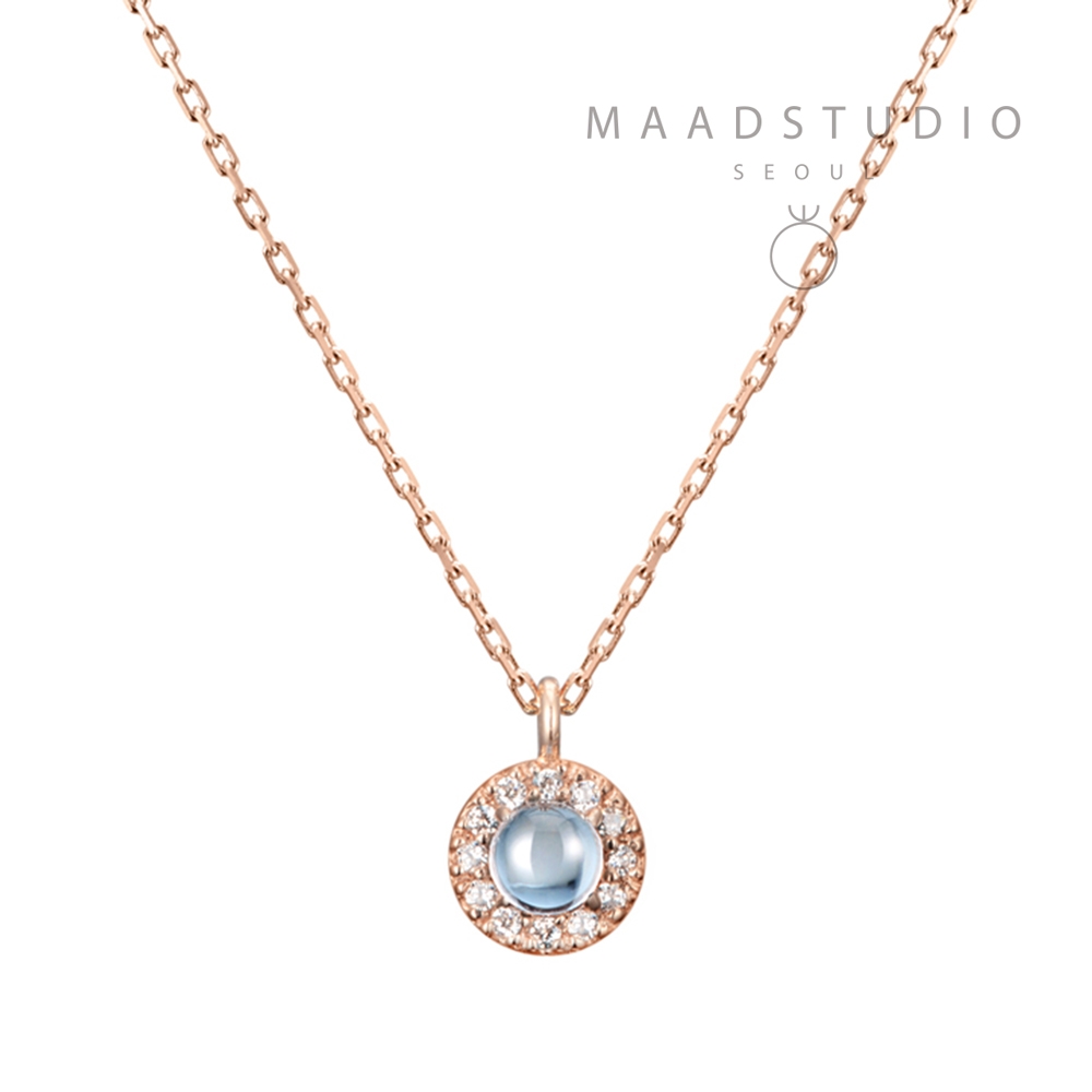 Daisy pendant 14k Red gold aquamarine