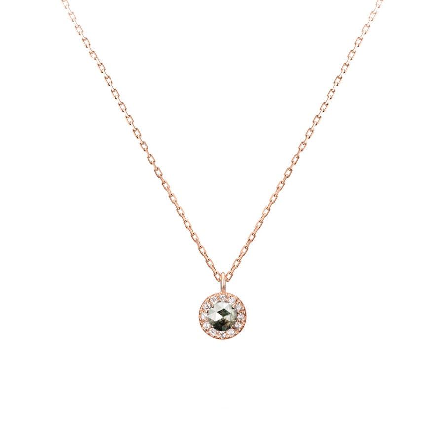 Daisy pendant 14k Red gold rough Diamond