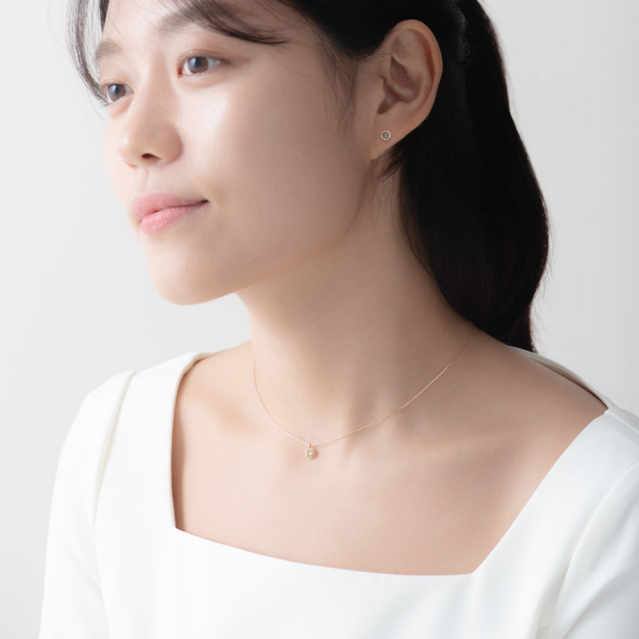 데이지 목걸이 14k 레드골드 rough diamond