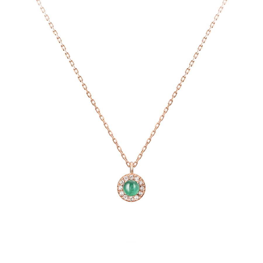 Daisy pendant 14k Red gold emerald