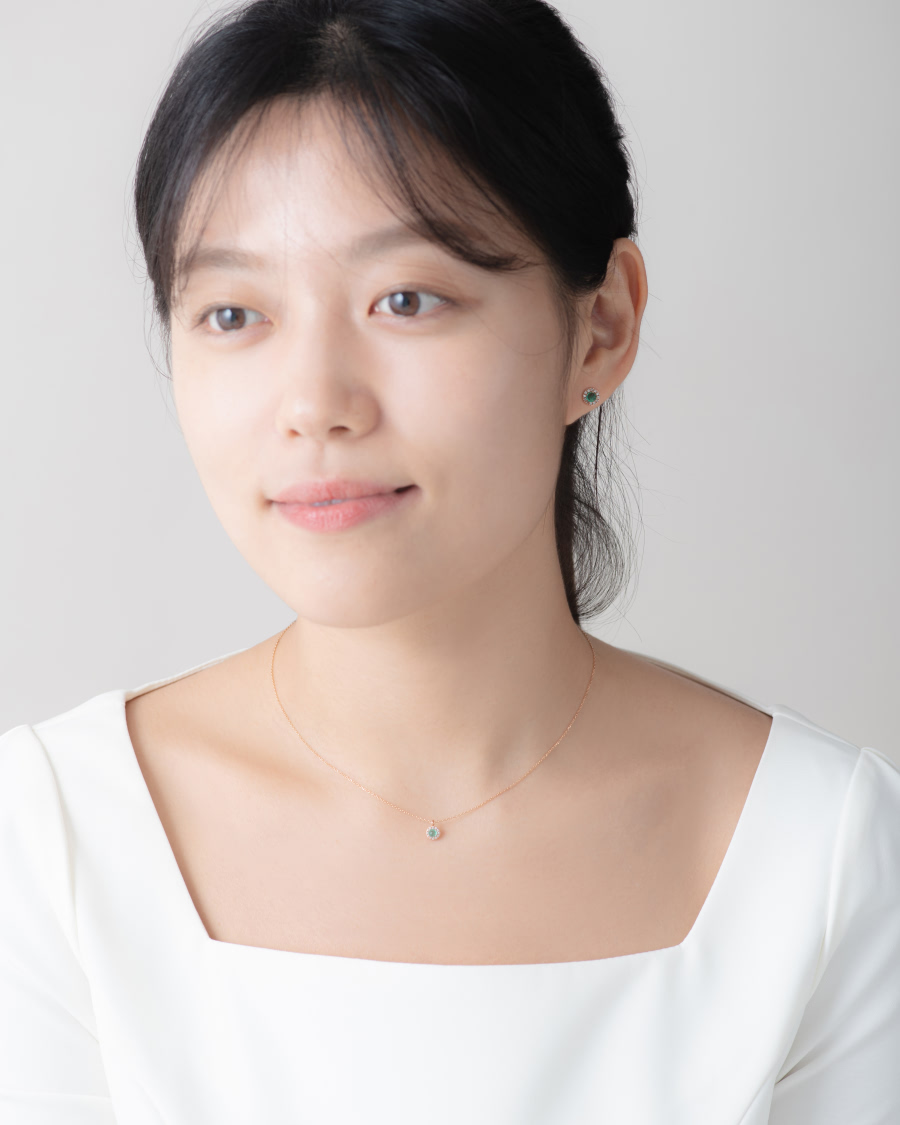 데이지 목걸이 14k 레드골드 emerald