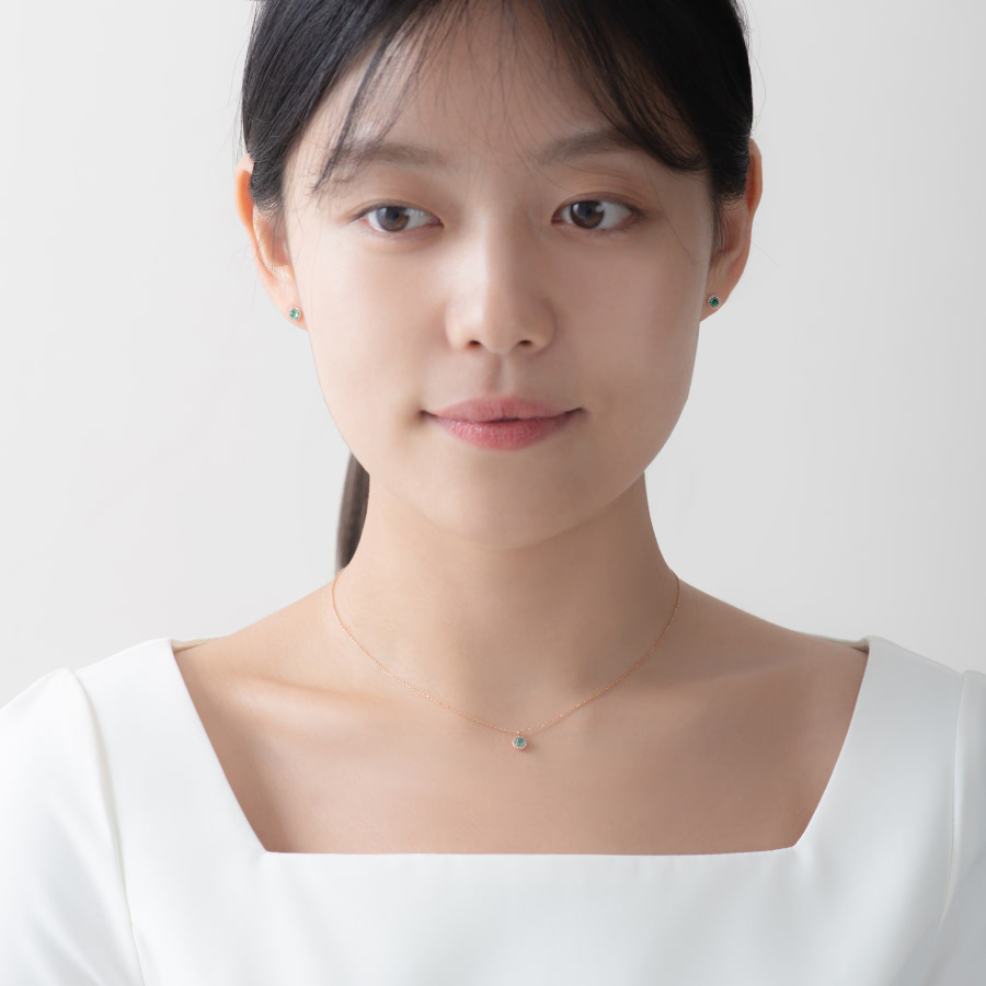 데이지 목걸이 14k 레드골드 emerald