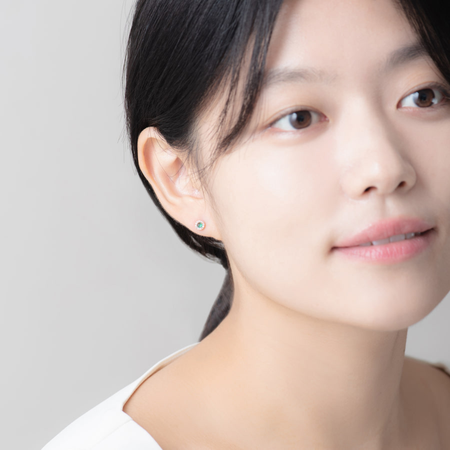 데이지 목걸이 14k 레드골드 emerald