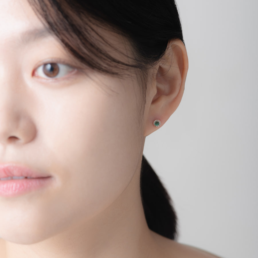 데이지 목걸이 14k 레드골드 emerald