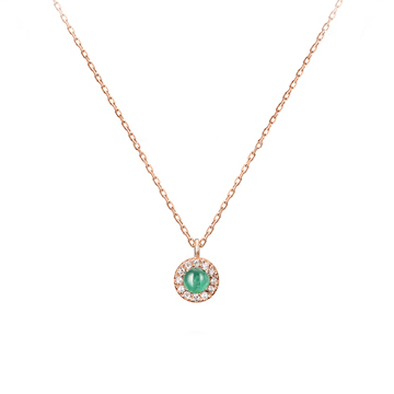 Daisy pendant 14k Red gold emerald