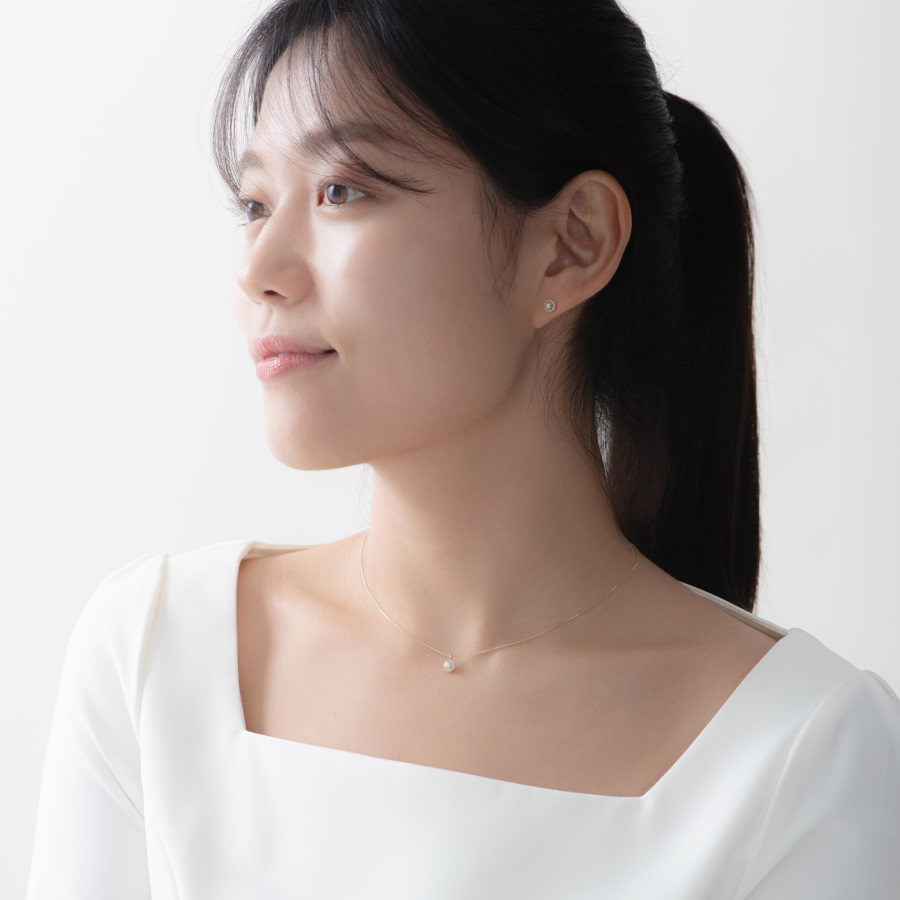데이지 목걸이 14k 레드골드 pearl