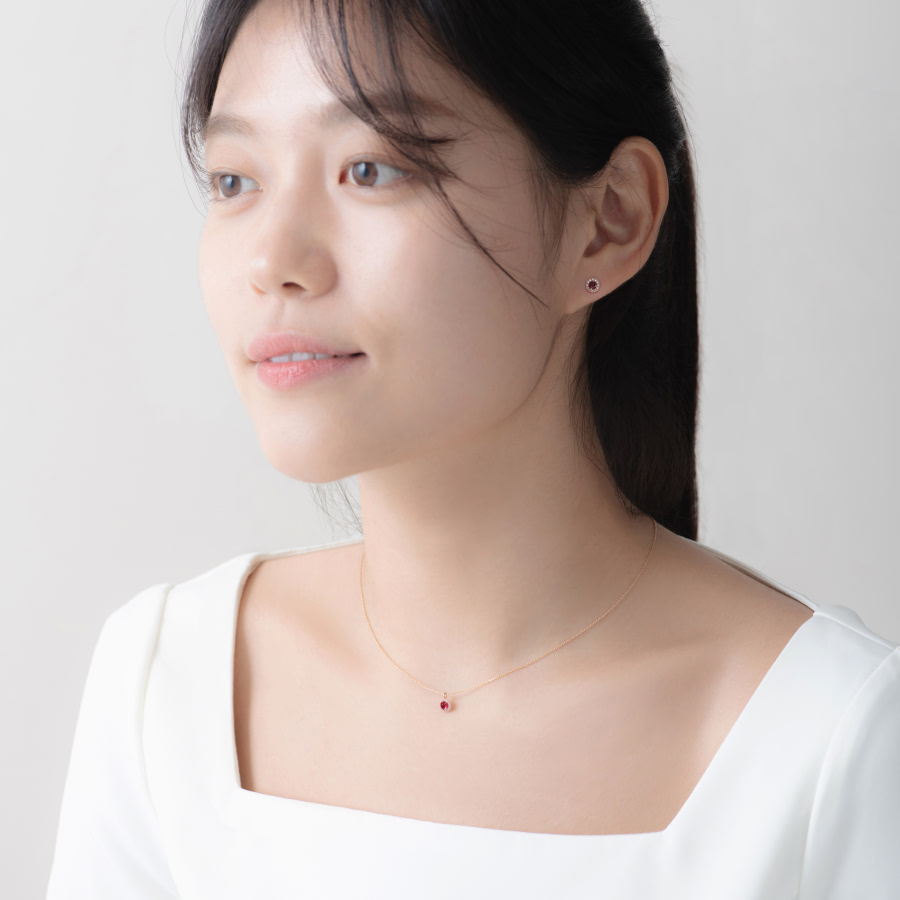 데이지 목걸이 14k 레드골드 ruby