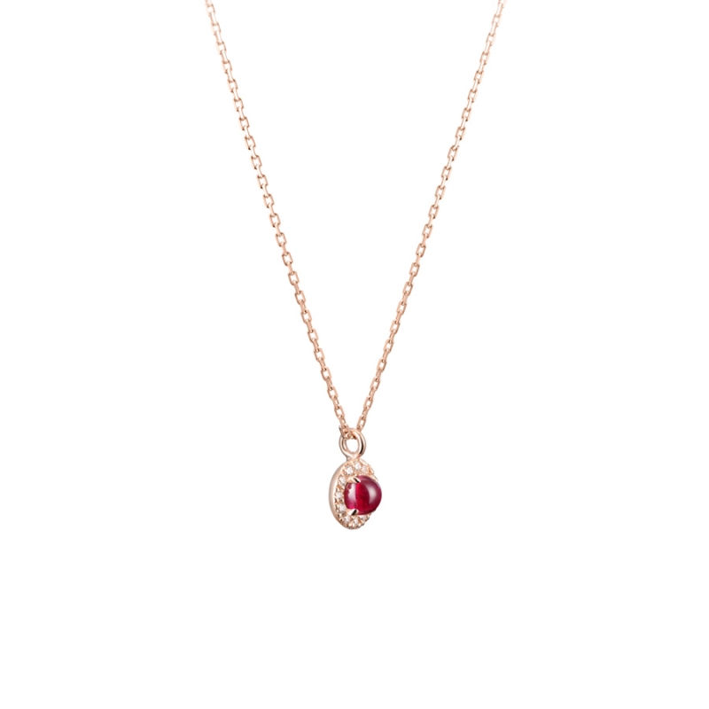 Daisy pendant 14k Red gold ruby
