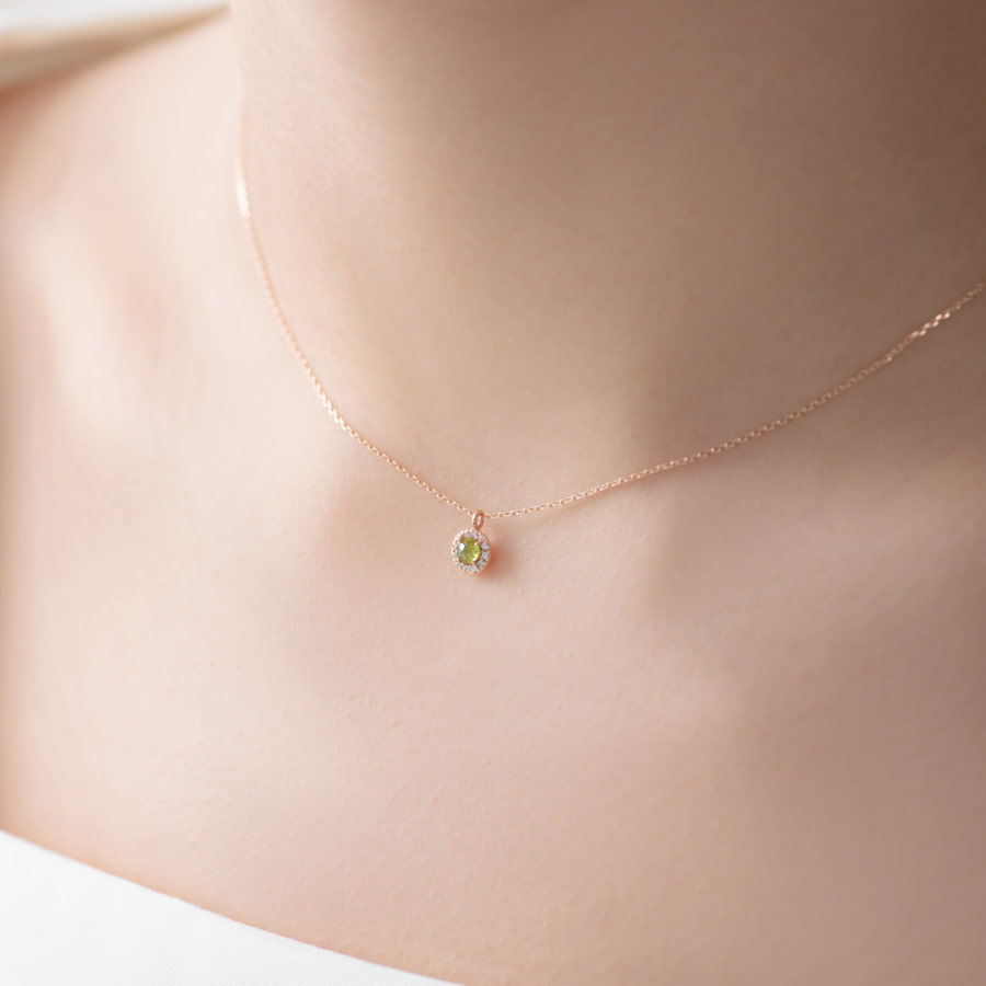 데이지 목걸이 14k 레드골드 peridot