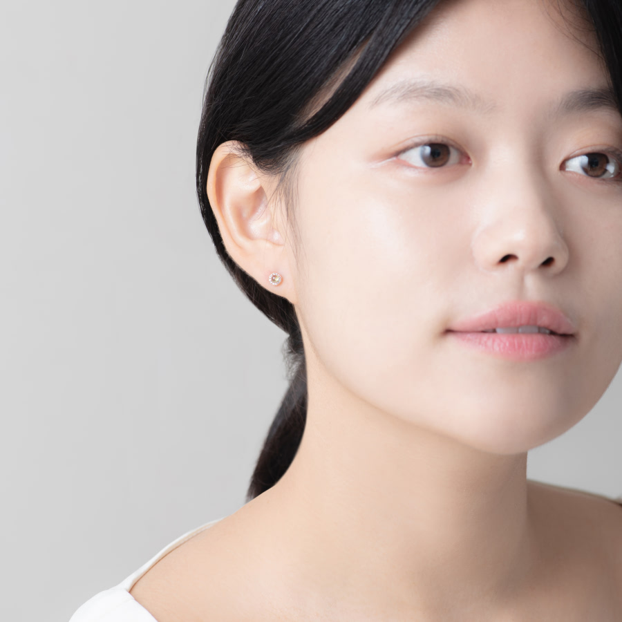 데이지 목걸이 14k 레드골드 peridot