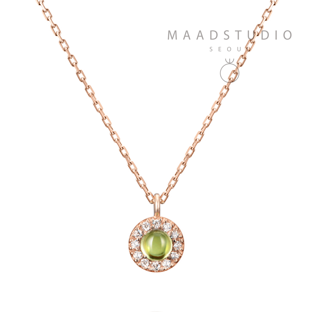 Daisy pendant 14k Red gold peridot