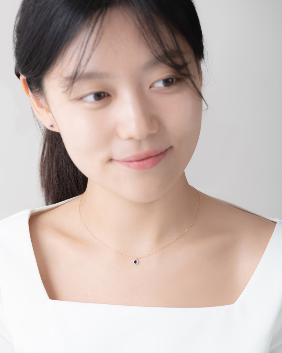 데이지 목걸이 14k 레드골드 sapphire