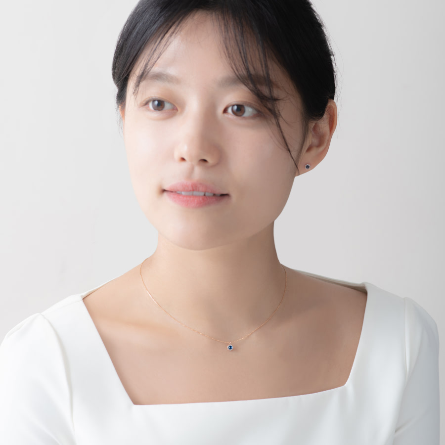 데이지 목걸이 14k 레드골드 sapphire