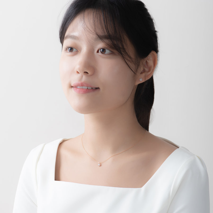 데이지 목걸이 14k 레드골드 opal