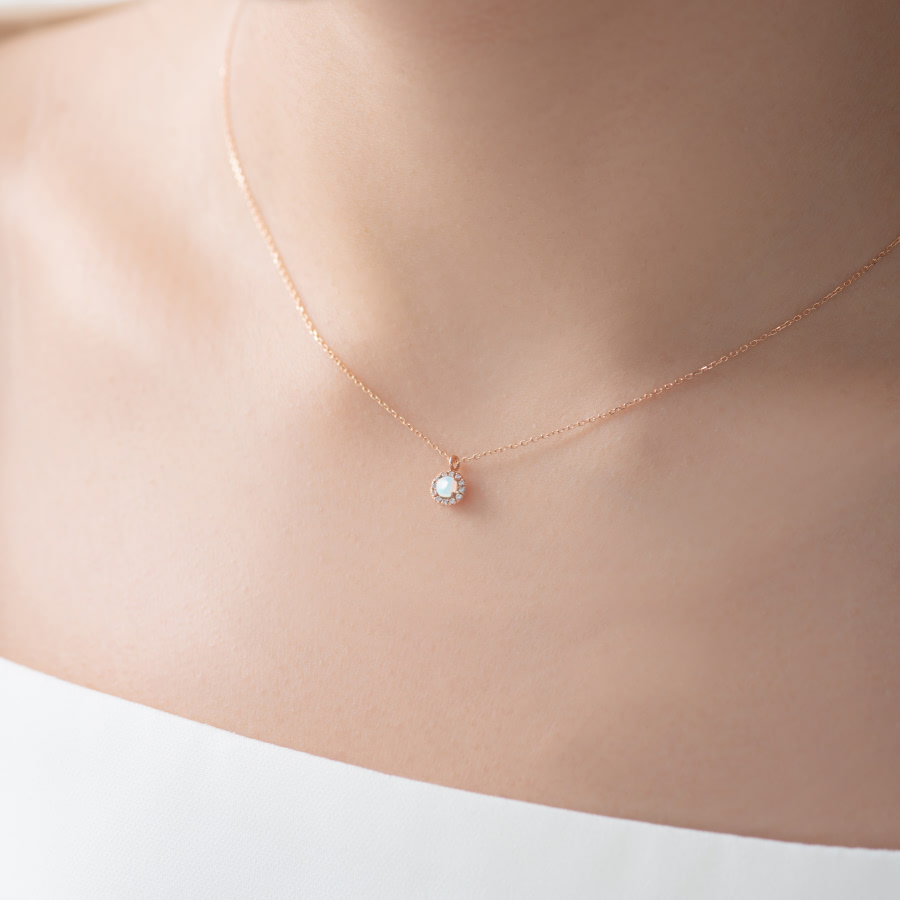 데이지 목걸이 14k 레드골드 opal