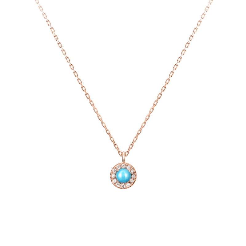 Daisy pendant 14k Red gold turquoise
