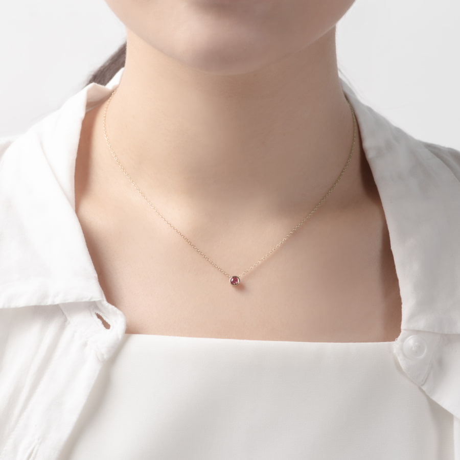 헤미스피어 목걸이 14k garnet 0.1ct