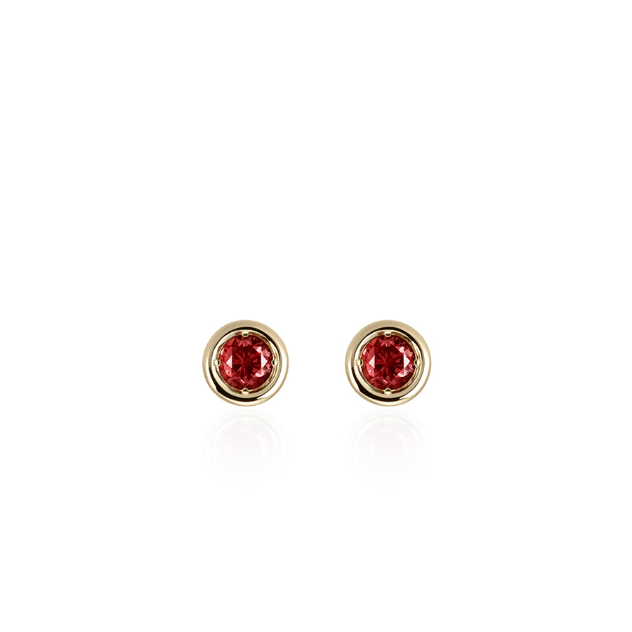 Hemisphere earring 14k gold garnet 0.1ct