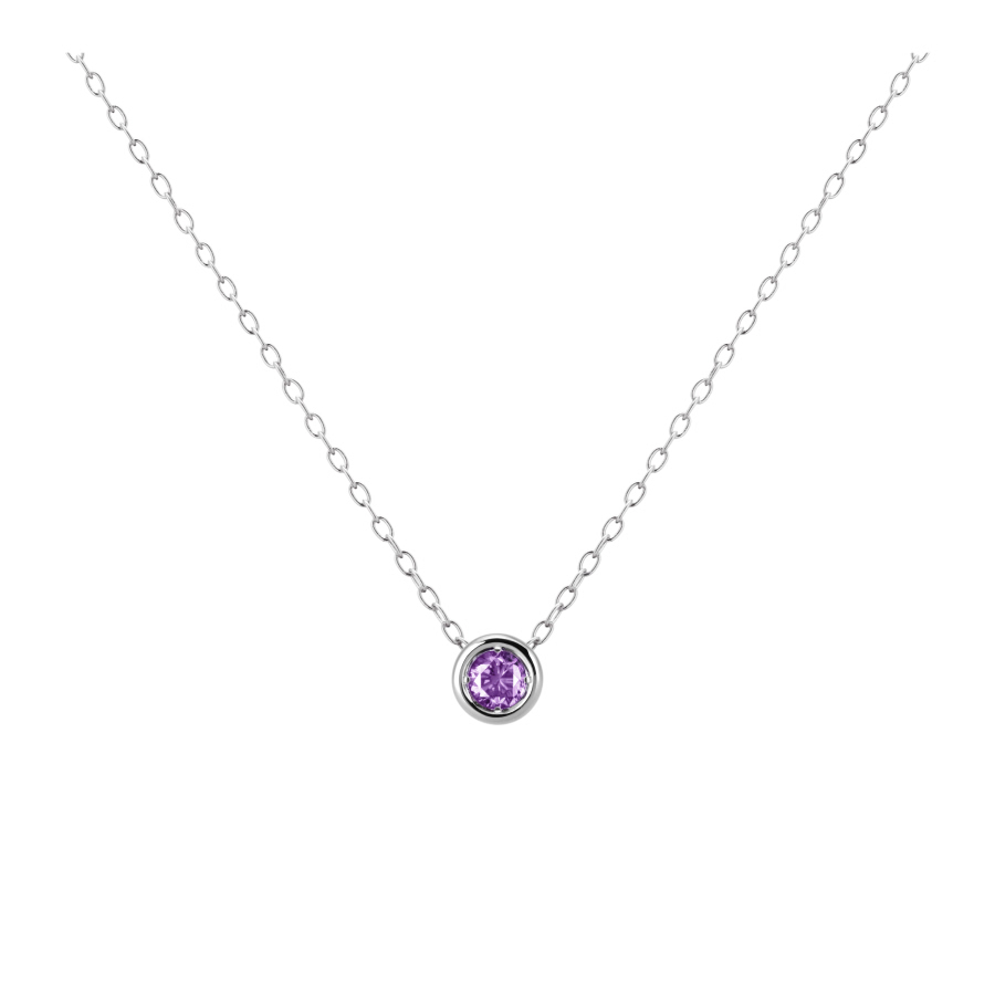 Hemisphere pendant 14k White gold amethyst 0.1ct