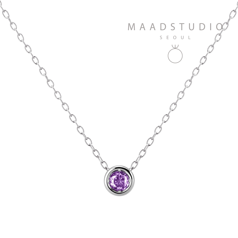 Hemisphere pendant 14k White gold amethyst 0.1ct