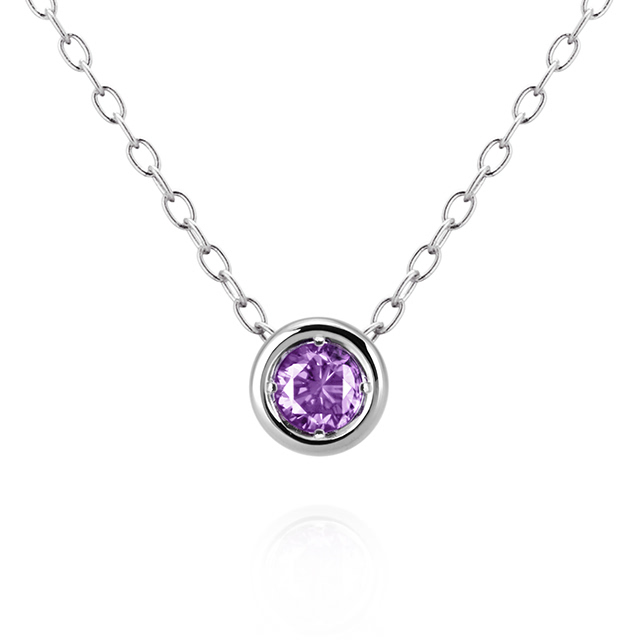 헤미스피어 목걸이 14k 화이트골드 amethyst 0.1ct