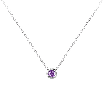 Hemisphere pendant 14k White gold amethyst 0.1ct