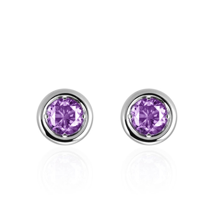 헤미스피어 귀걸이 14k 화이트골드 amethyst 0.1ct