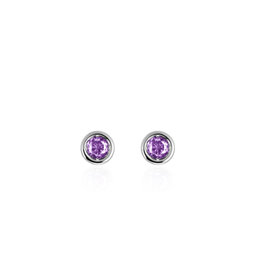 Hemisphere earring 14k White gold amethyst 0.1ct