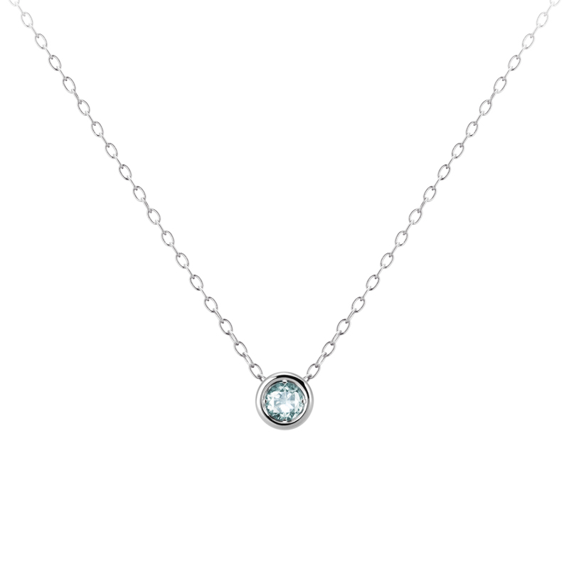 Hemisphere pendant 14k White gold aquamarine 0.1ct