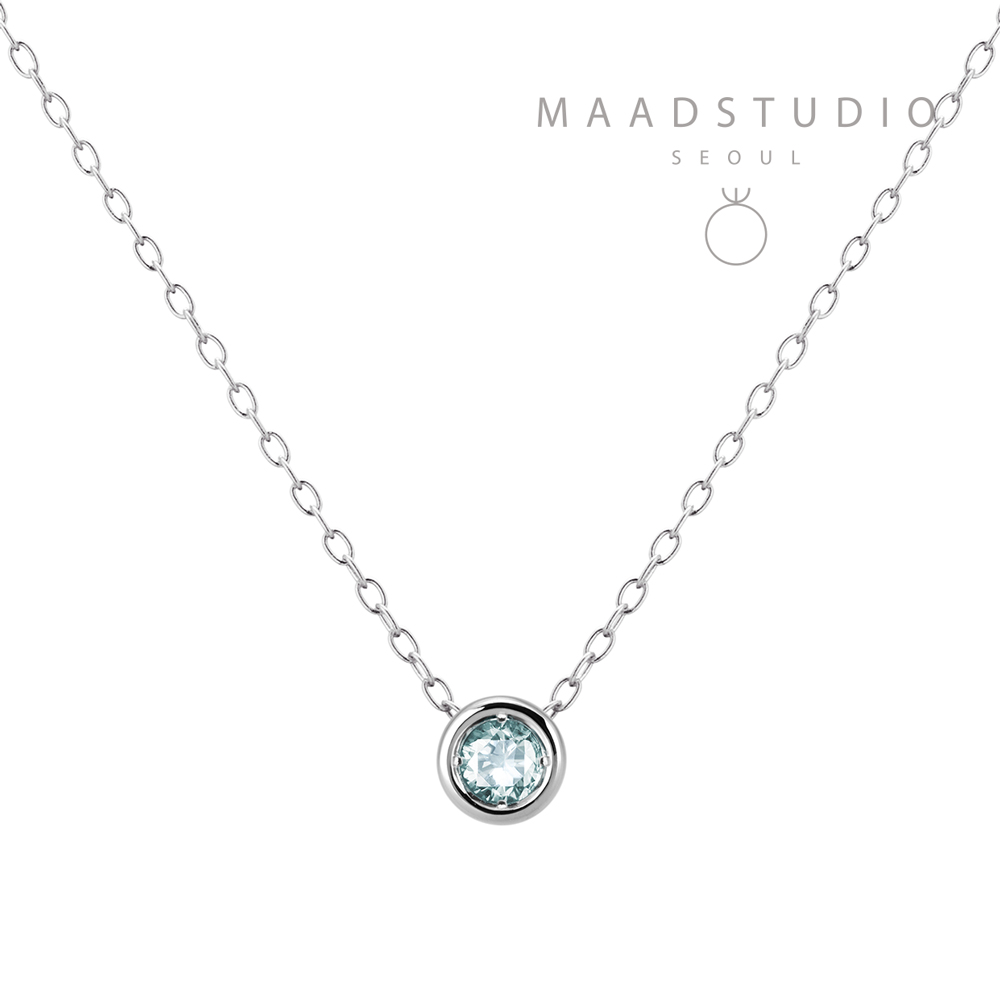 헤미스피어 목걸이 14k 화이트골드 aquamarine 0.1ct