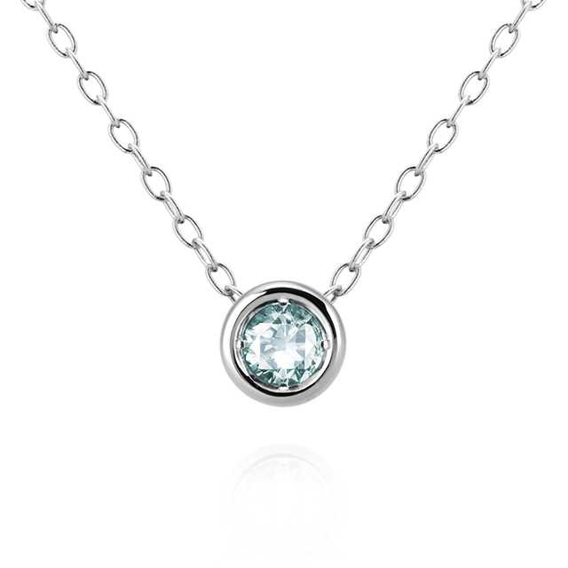 헤미스피어 목걸이 14k 화이트골드 aquamarine 0.1ct