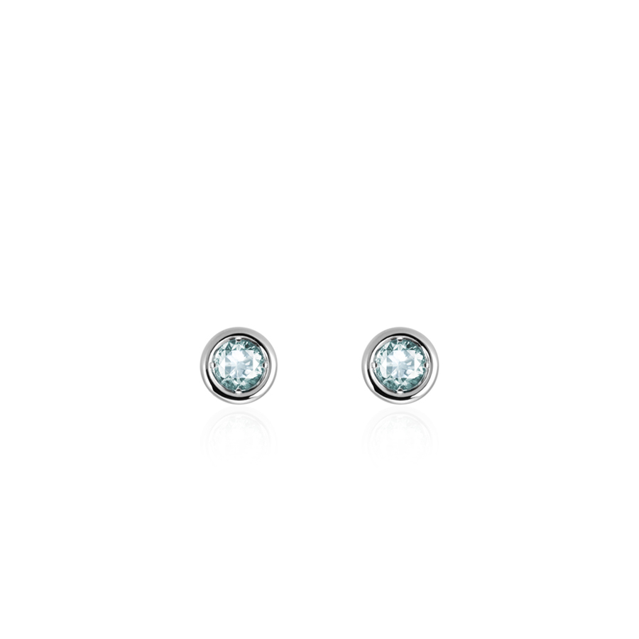 Hemisphere earring 14k White gold aquamarine 0.1ct