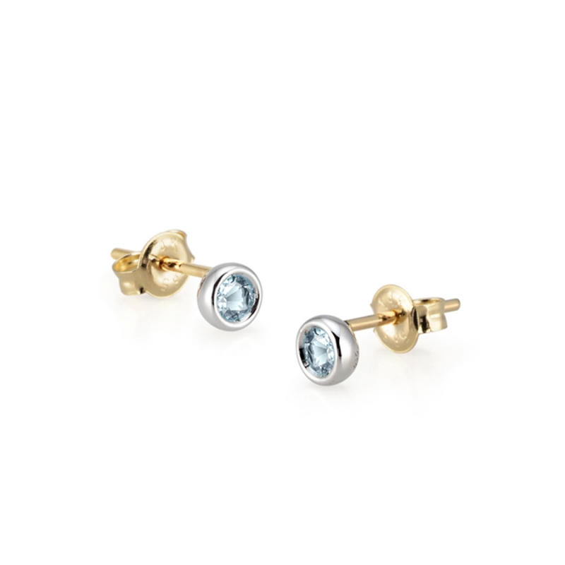 Hemisphere earring 14k White gold aquamarine 0.1ct