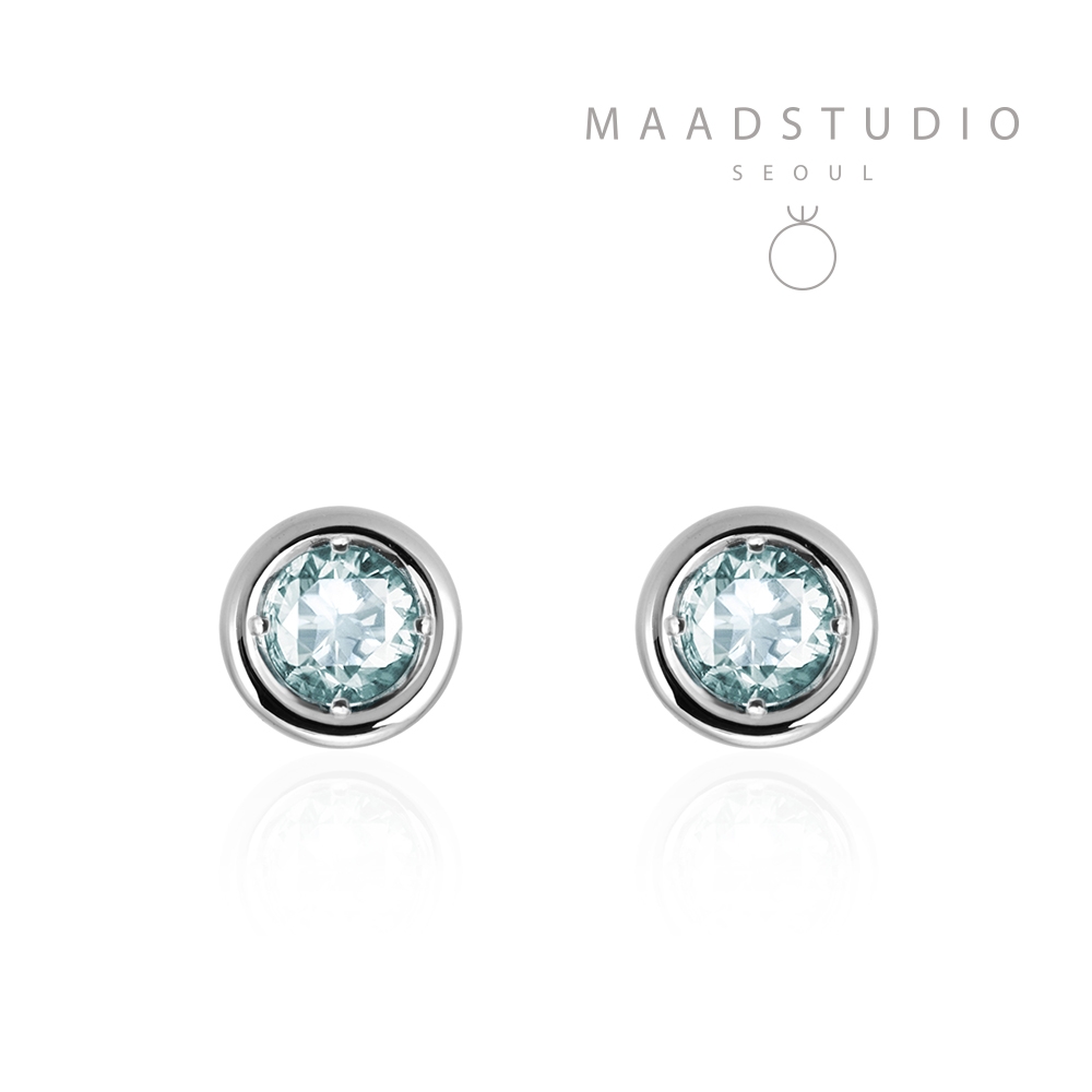 Hemisphere earring 14k White gold aquamarine 0.1ct