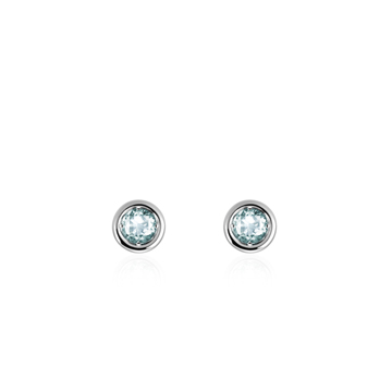 Hemisphere earring 14k White gold aquamarine 0.1ct