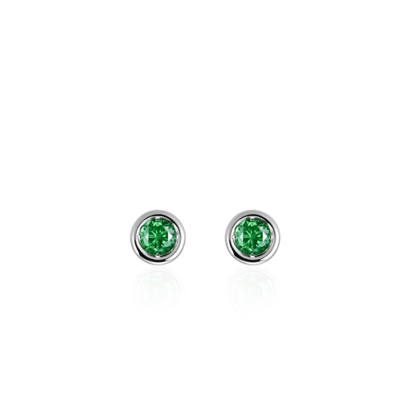 Hemisphere earring 14k White gold emerald 0.1ct