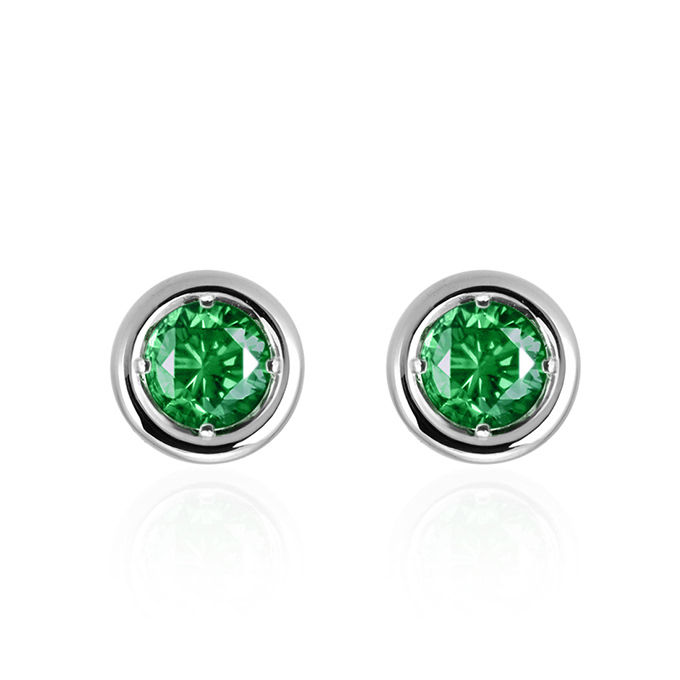 헤미스피어 귀걸이 14k 화이트골드 emerald 0.1ct