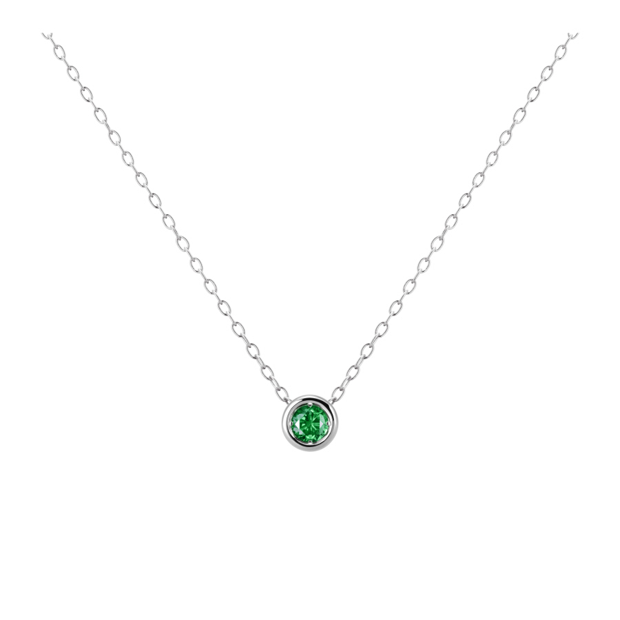 Hemisphere pendant 14k White gold emerald 0.1ct