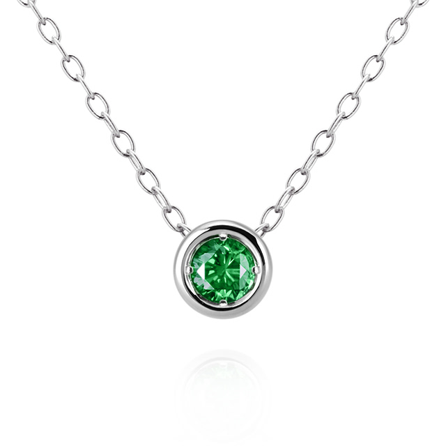 헤미스피어 목걸이 14k 화이트골드 emerald 0.1ct