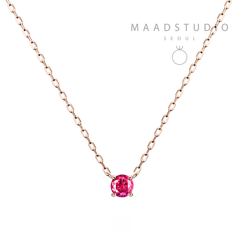 Hemisphere pendant 14k Red gold ruby 0.1ct