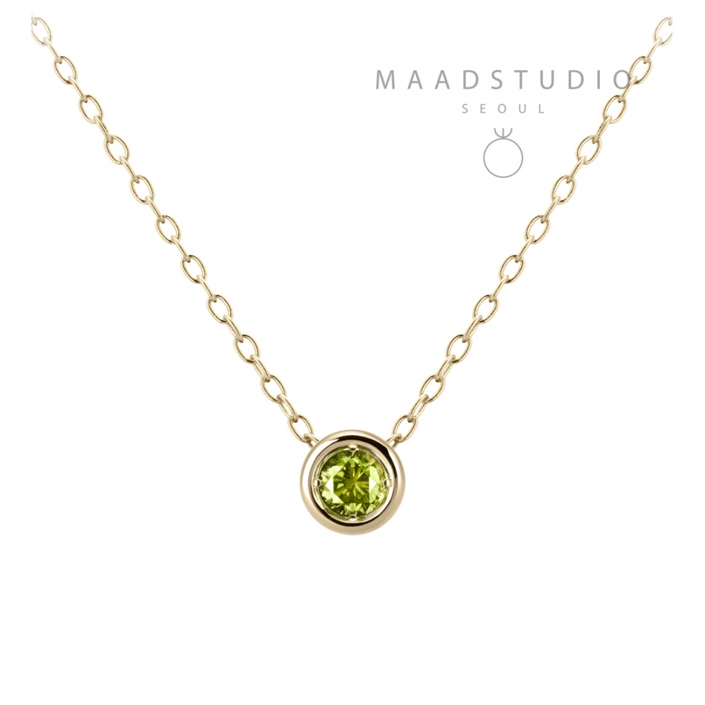 Hemisphere pendant 14k gold peridot 0.1ct