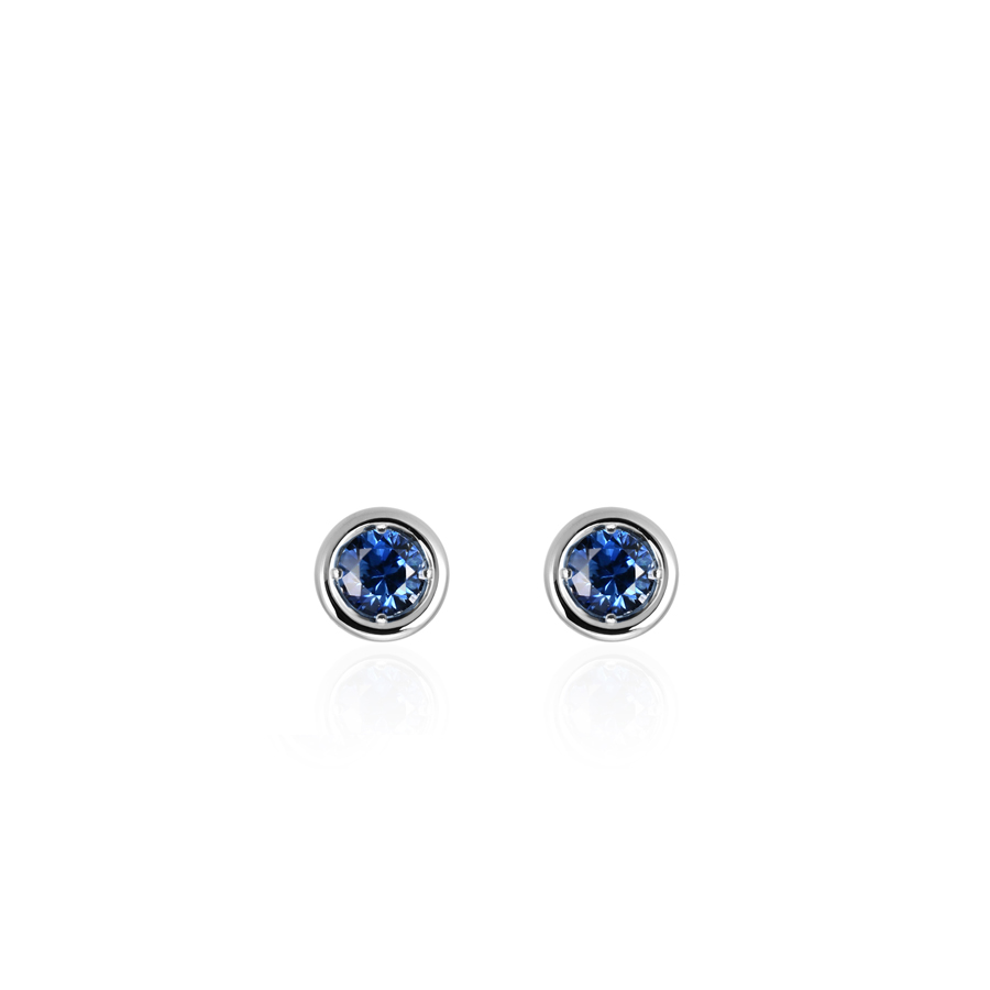 Hemisphere earring 14k White gold sapphire 0.1ct