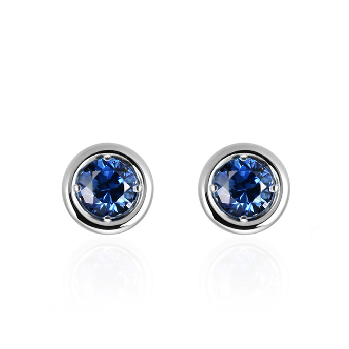 헤미스피어 귀걸이 14k 화이트골드 sapphire 0.1ct