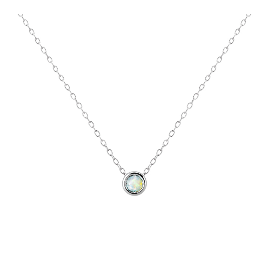 Hemisphere pendant 14k White gold opal 0.1ct