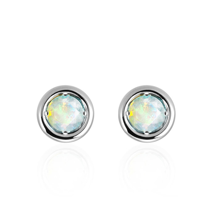 헤미스피어 귀걸이 14k 화이트골드 opal 0.1ct