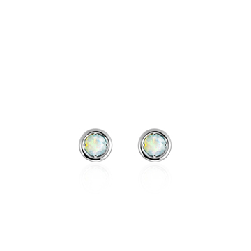 Hemisphere earring 14k White gold opal 0.1ct