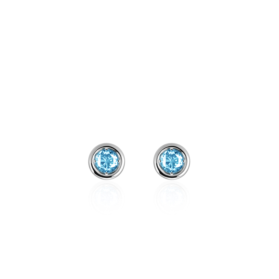 Hemisphere earring 14k White gold blue topaz 0.1ct