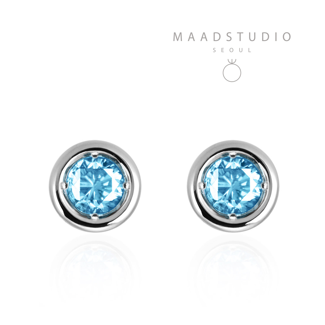 Hemisphere earring 14k White gold blue topaz 0.1ct